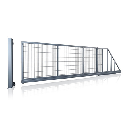 Brama przesuwna panelowa 2D SOLID 4000mm x 1600mm / RAL 7016 MAT z przesłoną w kolorze grafitowym