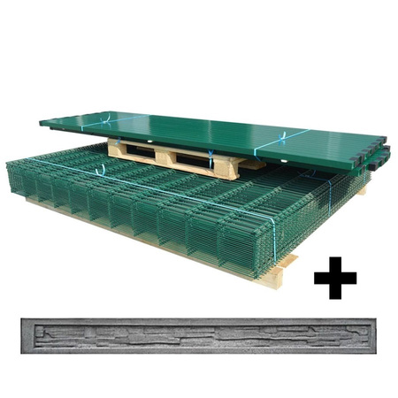 Ogrodzenie panelowe 3D (fi-4mm) o wys. 1230mm - 125MB z podmurówką (piaskowiec) montowane za pomocą ceownika stalowego hi-25 (zestaw - panele, słupki, obejmy) RAL6005