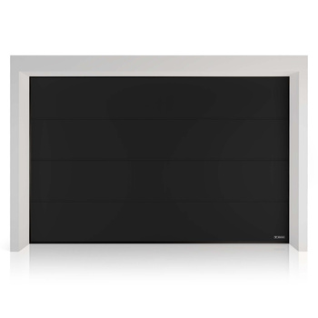 Brama garażowa segmentowa Wiśniowski UniPro o wymiarach 5000mm x 2250mm- panel gładki, bez przetłoczeń. Sterowanie automatyczne SPARK 800. RAL 9005