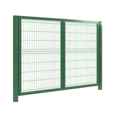 OUTLET -  Brama panelowa dwuskrzydłowa 3D o wymiarze 4000mm x 1530mm + furtka panelowa 3D o wym. 1000mm x 1530mm zielona RAL6005