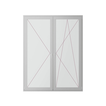 Wiśniowski Okno PVC PRIMO 82. Dwuskrzydłowe - okucie rozwierne, rozwierno - uchylne prawe ze słupkiem stałym. SPRAWDŹ OFERTĘ!