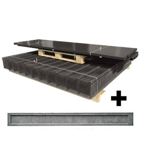 Ogrodzenie panelowe 3D (fi-4mm) o wys. 1530mm - 75MB z podmurówką (gładka w ramce) montowane za pomocą łącznika betonowego h-30 (zestaw - panele, słupki, obejmy) RAL7016