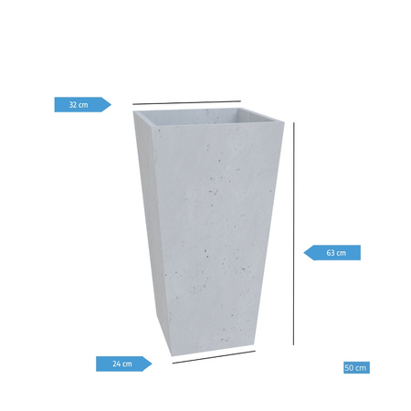 Donica betonowa 630mm x 320mm x 240mm CONO-M szara