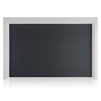 Brama garażowa segmentowa Wiśniowski UniPro o wymiarach 5000mm x 2250mm- panel gładki, bez przetłoczeń. Sterowanie automatyczne SPARK 800. MODERN GRAPHITE RAL 7016