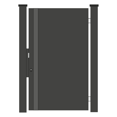 OUTLET - Furtka aluminiowa - pełna 1000mm x 1600mm, grubość 78mm (blacha dwustronna - 4 mm) z zawiasami i relingiem, grafit RAL 7021 STR (prawa)