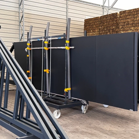 OUTLET - Brama przesuwna aluminiowa - pełna 5000mm x 1500mm, grubość 48 mm, (blacha dwustronna - 4mm) LEWA - RAL7021 (mat struktura) - przeciwwaga niezabudowana + słupy