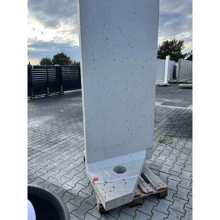 OUTLET Mur ogrodzeniowy L 220cm x 100cm x 90cm - narożnik lewy - impregnacja jasny popiel RAL7035 z wycięciem w stopie o średnicy fi-17cm