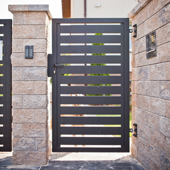 OUTLET - Furtka palisadowa 1100mm x 1650mm - profil poziomy 100mm x 20mm RAL7016 Lewa