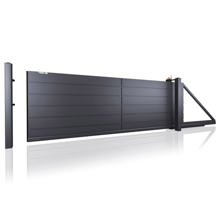 OUTLET - Wiśniowski skrzydło bramy przesuwnej HOME INCLUSIVE AW.10.200 (panel 250mm) o wymiarze 4000mm x 1750mm RAL 7016 MAT napęd w słupie AWso 2018 PRO (prawa)
