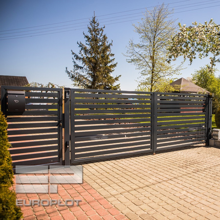 Brama palisadowa dwuskrzydłowa SOLID o wymiarze 4000mm x 1600mm, RAL7016 MAT