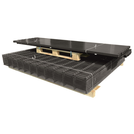 Ogrodzenie panelowe 3D (fi-5mm) o wys. 1230mm - 50MB z podmurówką (piaskowiec) montowane za pomocą ceownika stalowego hi-30 (zestaw - panele, słupki, obejmy) RAL7016