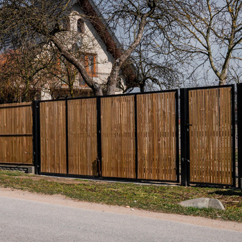 OUTLET - Brama panelowa dwuskrzydłowa 2D SOLID (6/5/6) 4000mm x 1700mm RAL7016 z przesłoną w kolorze naturalnym