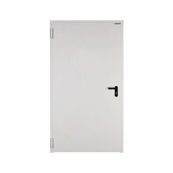 Drzwi techniczne stalowe zewnętrzne Wiśniowski - PŁASZCZOWE ECO. Skrzydło wypełnione styropianem  o wym. 1010mm x 2050mm białe RAL 9016 - prawe 