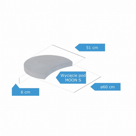 Płyta chodnikowa Moonix-S o średnicy 60cm - grubość - 6cm, z wcięciem pod Moonix S szara