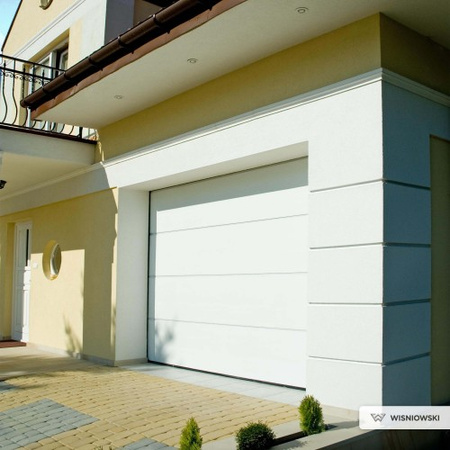 Brama garażowa segmentowa Wiśniowski UniPro o wymiarach 5000mm x 2250mm - panel gładki, bez przetłoczeń. Sterowanie automatyczne SPARK 800. HI COSMIC BLACK