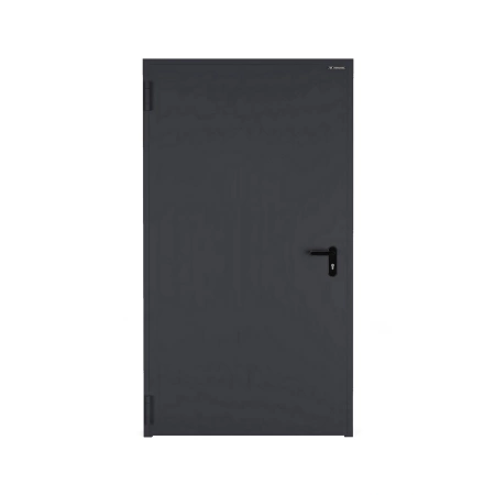 Drzwi techniczne stalowe zewnętrzne Wiśniowski - PŁASZCZOWE ECO. Skrzydło wypełnione styropianem  o wym. 1110mm x 2050mm grafit RAL 7016 - lewe