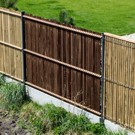 Przesłona ogrodzenia panelowego 3D (46 drutów pionowych) Wiśniowski na wys.1230mm - ciemny brąz