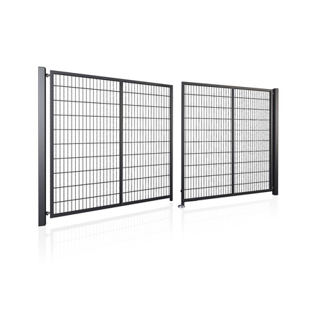 Brama panelowa dwuskrzydłowa 2D SOLID (6/5/6) 4000mm x 1500mm RAL9005 z przesłoną w kolorze naturalnym