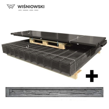 Wiśniowski ogrodzenie panelowe 3D Vega B (fi-5mm) o wys. 1530mm - 50MB z podmurówką (piaskowiec) montowane za pomocą łącznika betonowego h-25 (zestaw - panele, słupki, obejmy) RAL7016