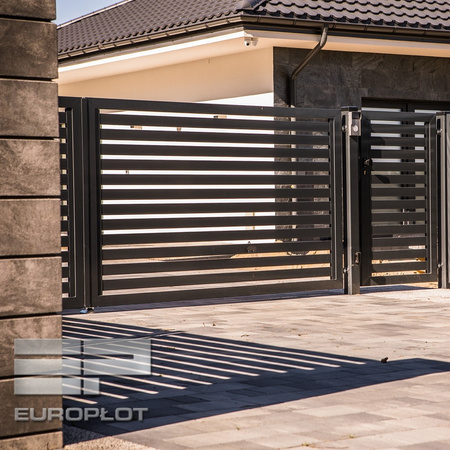 Brama palisadowa dwuskrzydłowa SOLID o wymiarze 4000mm x 1600mm, RAL7016 MAT