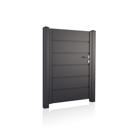 Wiśniowski skrzydło furtki palisadowej HOME INCLUSIVE AW.10.200 panel 250mm o wymiarze 1000mm x 1750mm RAL 7016 MAT , klamka + gałka z elektrozaczepem (Lewa-Wewnątrz)