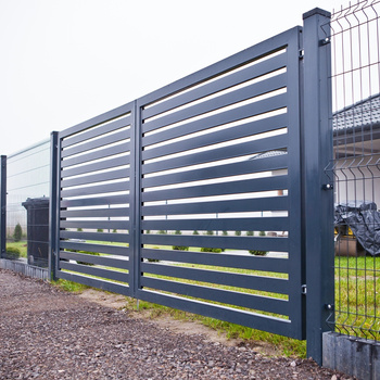 OUTLET - Brama dwuskrzydłowa palisadowa pozioma 1700mm x 4000mm grafit