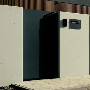 OUTLET - Furtka aluminiowa - pełna 1000mm x 1600mm, grubość 78mm (blacha dwustronna - 4 mm) z zawiasami i relingiem, grafit RAL 7021 STR (prawa)