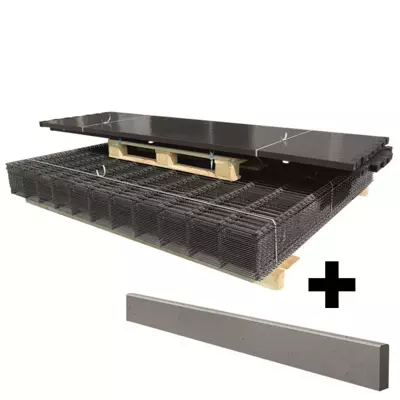 Wiśniowski Vega 2D (6/5/6) ogrodzenie panelowe o wys. 1430mm  - 50MB z płytą wibroprasowaną montowane za pomocą łącznika betonowego (zestaw - panele, słupki, obejmy)
