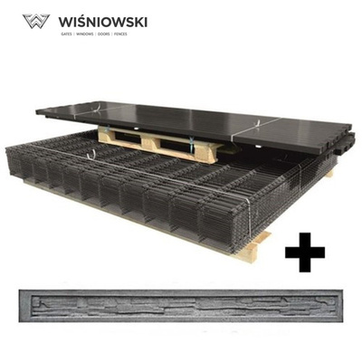 Wiśniowski ogrodzenie panelowe 3D Vega B (fi-4mm) o wys. 1530mm - 50MB z podmurówką (piaskowiec) montowane za pomocą ceownika stalowego h-30 (zestaw - panele, słupki, obejmy) RAL7016