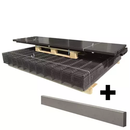 Wiśniowski Vega 2D (6/5/6) ogrodzenie panelowe o wys. 1430mm  - 150MB z płytą wibroprasowaną montowanego za pomocą łącznika betonowego (zestaw - panele, słupki, obejmy)