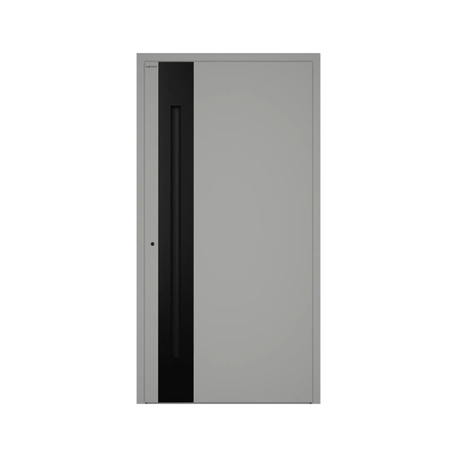 Wiśniowski drzwi zewnętrzne Creo - wzór 703 - kolor RAL 7035, aplikacja modern black. SPRAWDŹ OFERTĘ!